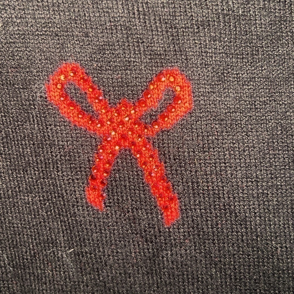 Charter club - HOLIDAY SWEATER black and red bow tie sweater - large petit - Picture 5 of 6